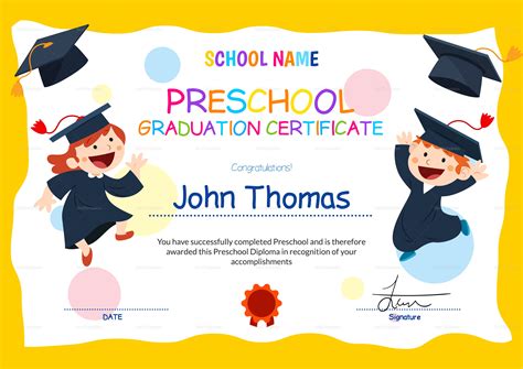 Funky texts can be added to seek their interests. . Preschool graduation certificate free printable